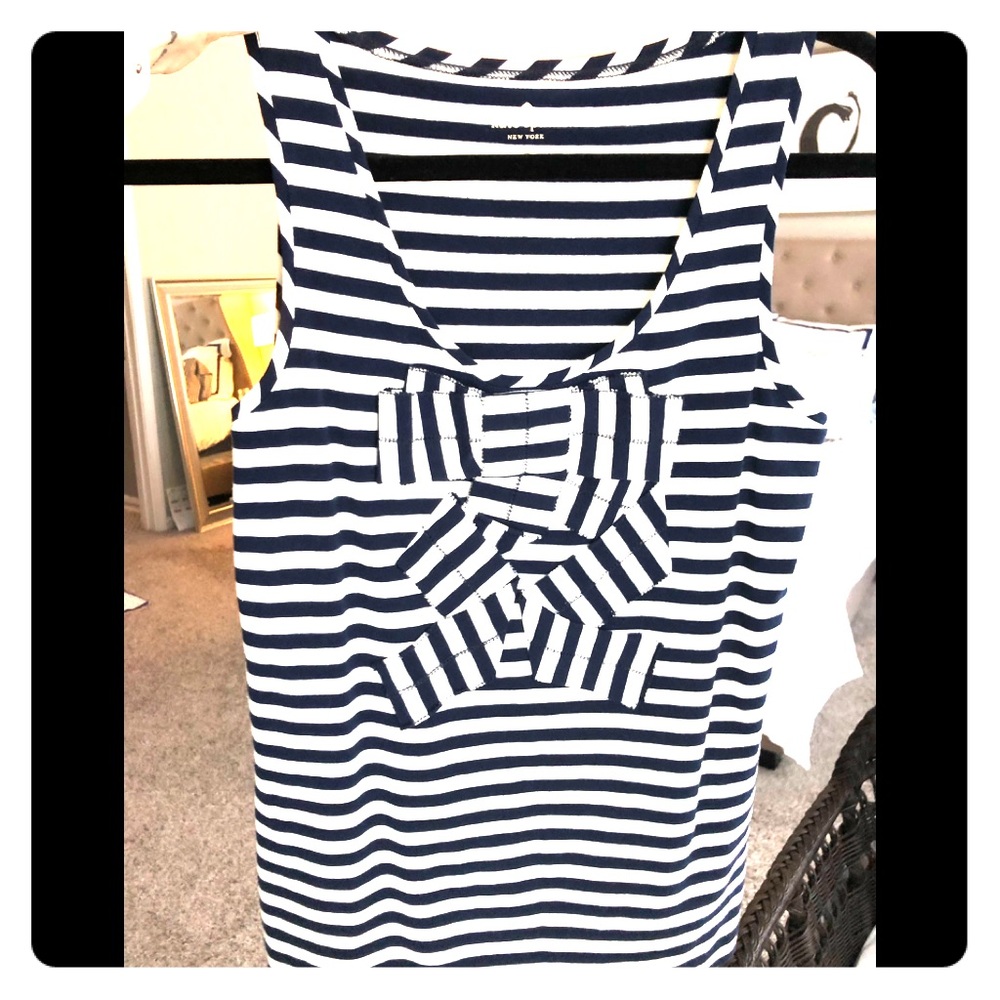 Kate Spade navy/white striped bow tank, sz S